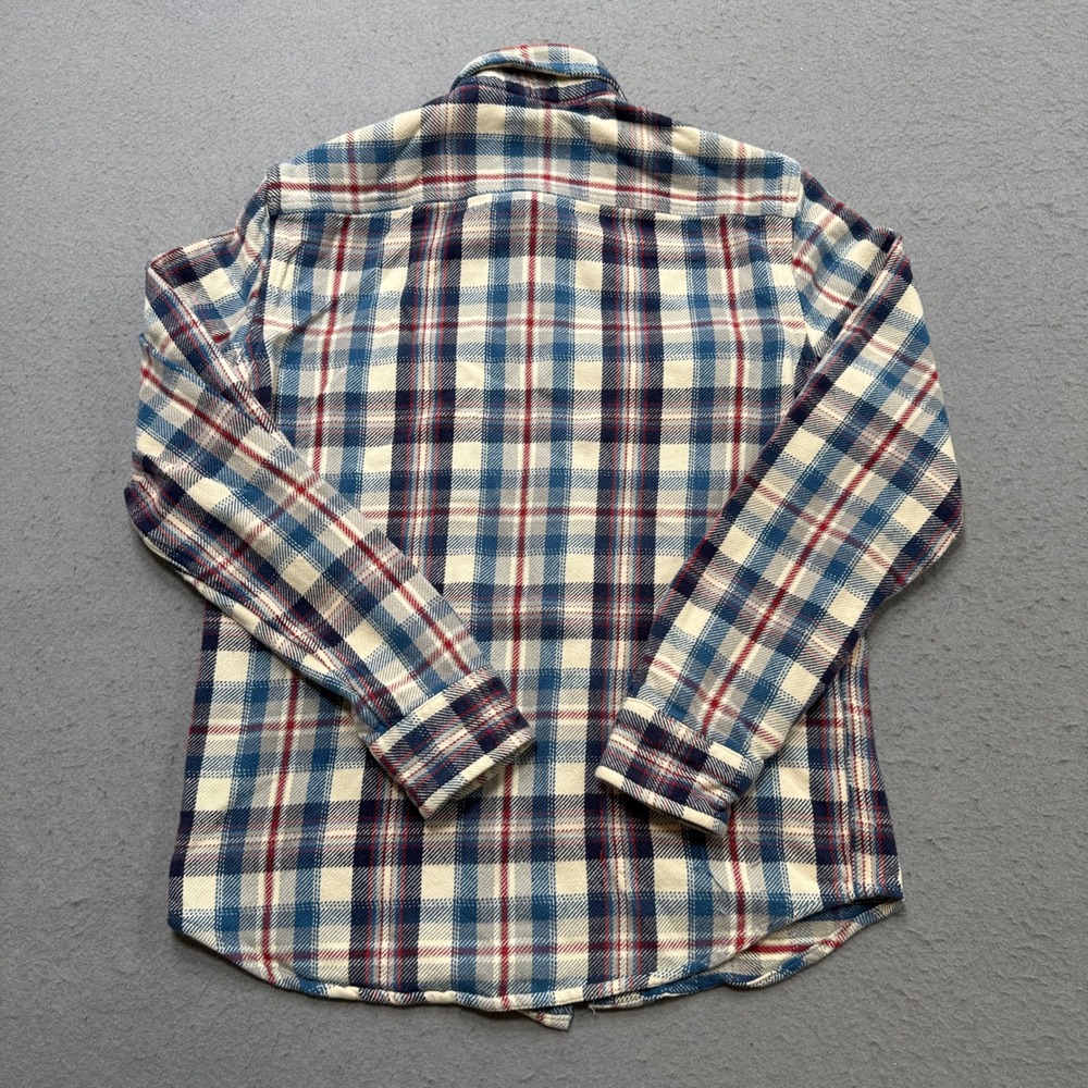American Eagle Flannel Shirt Men's Small Blue Red Plaid Long Sleeve Button Down - Picture 2 of 5